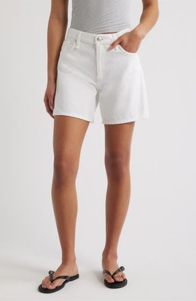 Rag & Bone Kaia High Waist Relaxed Fit Denim Shorts in White at Nordstrom, Size 29