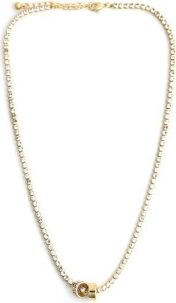 Panacea Cubic Zirconia Barrel Beads Tennis Necklace in Gold at Nordstrom Rack
