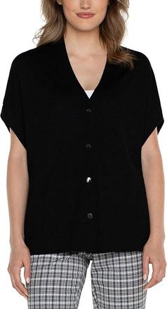 Liverpool L.A. Button Front Dolman Cardigan Sweater Womens Sweater Black : XS, Acrylic/Nylon/Polyester