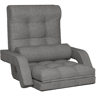 vidaXL Silla De Suelo Plegable Con Funci&oacute;n De Cama De Tela Gris Claro Vidaxl