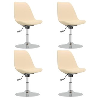 vidaXL Vidaxl - Sillas De Comedor Giratorias 4 Unidades Tela Crema