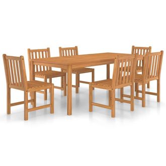 Berkfield Home 7 Piece Garden Dining Set Solid Teak Wood in Brown
