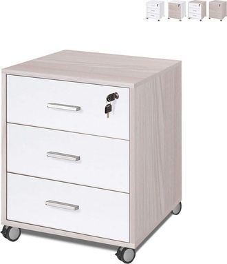 OEM Cassettiera Per Ufficio Tre Cassetti Con Ruote Olmo Bianco 50x41x H70 Cm