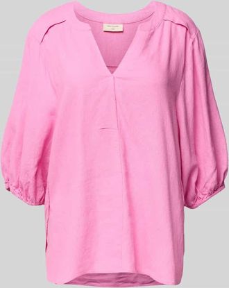 Freequent Relaxed Fit Leinenbluse mit Tunikakragen Modell Lava in Pink, Größe XS