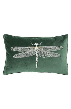 Ted Baker Dragonfly Cotton Velvet Accent Pillow in Forest Green at Nordstrom