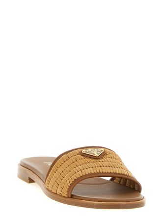 Prada Viscose Woven Slide - Brown