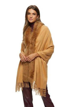 Gorski Cashmere Stole With Trim in Light Camel at Nordstrom