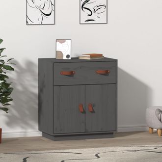 vidaXL Aparador De Madera Maciza De Pino Gris 65,5x40x75 Cm Vidaxl