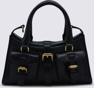 Mulberry Black Leather Mini Roxanne High Shine Top Handle Bag