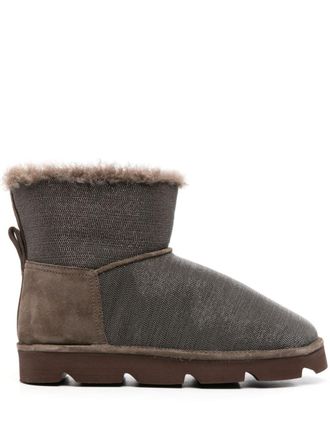 Brunello Cucinelli ankle leather boots - women - Calf Leather/Calf Leather/Rubber - 35 - Brown