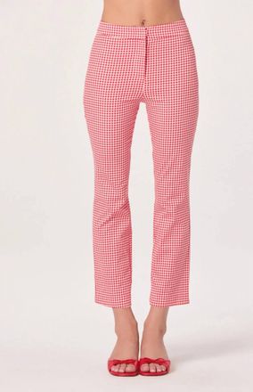 Astr Alma Gingham Kick Flare Cropped Pants In Red