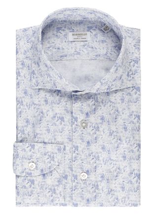 Borriello Blue Floral Print Linen Shirt