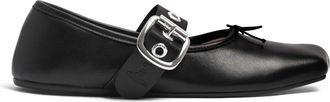 Vivienne Westwood Black Lamb Leather Ballerina Flats with Silver Buckle