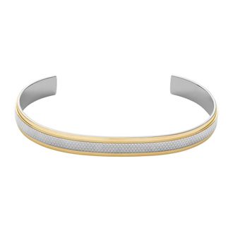 Fossil Manchetarmband met machine-gegraveerde textuur - Heren - Armbanden - Blauw - ONE Size - Accessoires