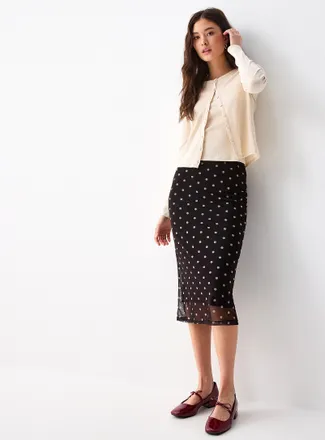 Twik Womens Patterned mesh midi skirt