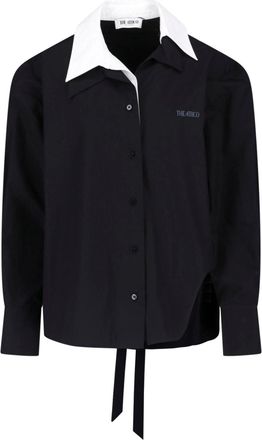 The Attico Black Shirt with White Pointed Collar
