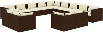 vidaXL 13 Pcs Garden Lounge Set Con Coj&iacute;n Mimbre Pe Brown