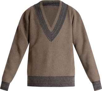 Mauro Grifoni Trui met V-hals - Bruin