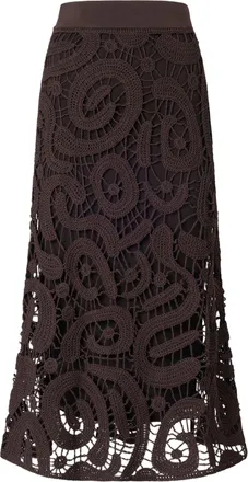 Pinko Brown Viscose Blend Midi Skirt Geometric