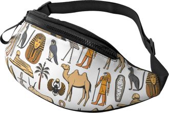 Generic Egyptian Pyramids Mummy Sphinx Waist Bag Bum Bags Lightweight Fanny Packs For Camping Men Sport 14X35Cm