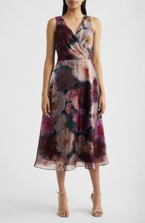 Julia Jordan Floral Print Sleeveless Cocktail Dress in Pink Wine Multi at Nordstrom, Size 14