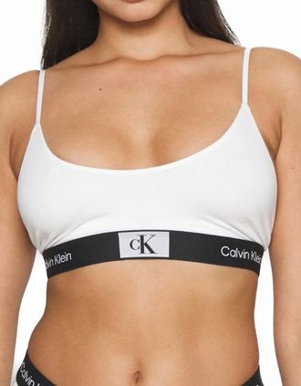 Calvin Klein Womens CK 1996 Unlined String Bralette, White - Size: XS
