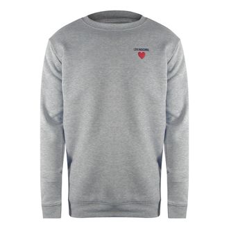 Moschino Mens Love Heart Logo Grey Sweatshirt Cotton - Size X-Large