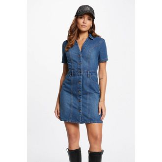 Morgan Korte jeansjurk met V-hals