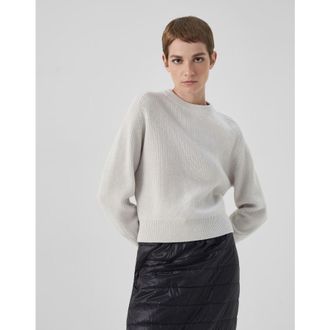 Brunello Cucinelli WomenS White Wool Crew Neck Sweater, Size M