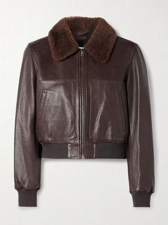 Nili Lotan Giacca In Pelle Con Finiture In Shearling Tom - Marrone