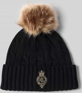Lauren Ralph Lauren Strickmütze mit Bommel in Black, Größe 1