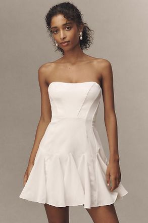 BHLDN Strapless Pleated Fit & Flare Mini Dress