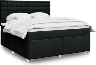 vidaXL Vidaxl - Cama Box Spring Con Colch&oacute;n Tela Negro 180x200 Cm