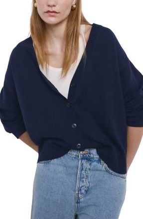 Mango V-Neck Cardigan in Dark Navy at Nordstrom, Size X-Small
