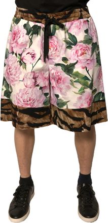 Dolce & Gabbana Multicolor Floral Cotton Men Bermuda Mens Shorts (Pre-Owned)