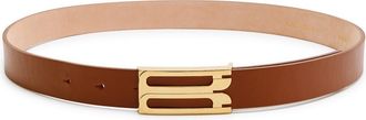 Victoria Beckham Frame Smoothed Leather Belt - Tan - M