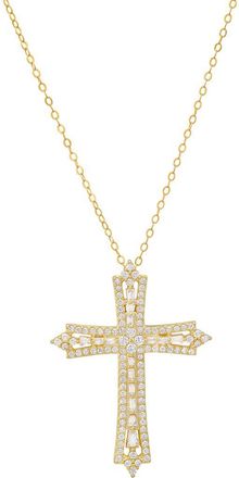 Queen Jewels Art Deco Cubic Zirconia Cross Pendant Necklace in Gold at Nordstrom Rack