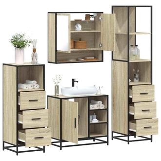 Berkfield Home 4&not;Piece Bathroom Furniture Set&not;Sonoma Oak Engineered Wood