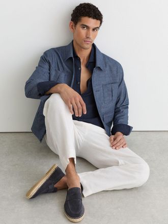 Reiss Airforce Blue Suede Penny Loafer Espadrilles, E41