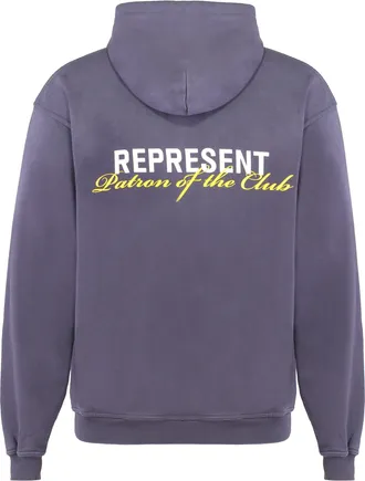 Represent Mens Hooded Sweatshirt Patron Of The Club Purple Cotton Jumpers Sweater