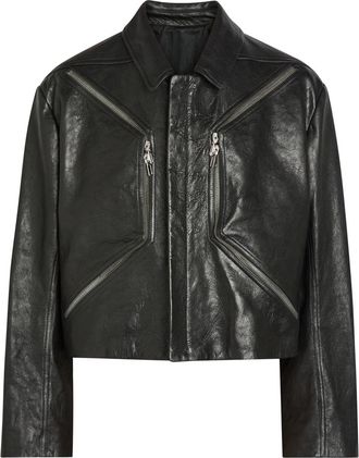 Rick Owens Heizer Grained Leather Jacket - Black - 52 (IT52 / XL)