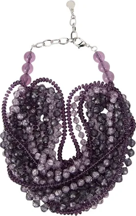 Emporio Armani Accessoires, Dames, Paars, ONE Size, Multisnoer ketting met doorschijnende facetkralen