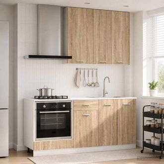 vidaXL Vidaxl Unit&agrave; Cucina Lyon 5 Pz Rovere Sonoma Legno Ingegnerizzato