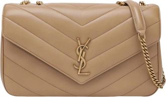 Saint Laurent Loulou Medium Bag - Dames - Schoudertassen - Beige - ONE Size - Leer - Tassen