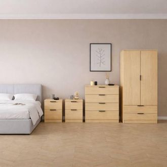 Home Discount Vida Designs Trega 4Pc Bedroom Set(2Dr Bedsidex2, 4Dr Chest, Wardrobe) in Brown