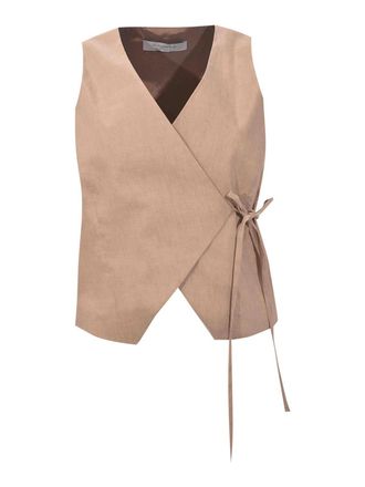 D.exterior Stretch Linen Wrap Vest