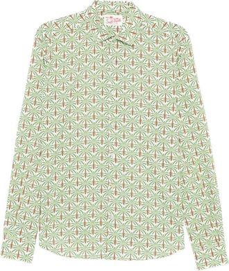 MC2 Saint Barth Long-Sleeve Button-Up Shirt with Palm Tree Pattern
