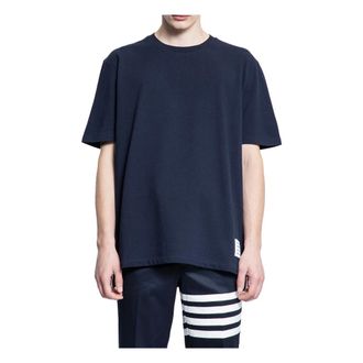 Thom Browne T-Shirts, male, Blue, Size: 2XL Center-back Stripe Pique Tee