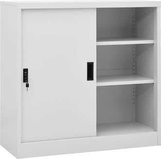 vidaXL Armario De Oficina Puerta Corredera Acero Gris Claro 90x40x90cm Vidaxl