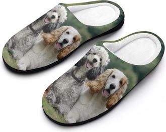 Generic Funny Three Dogs Funny Mens Cotton Slippers Soft Non-Slip Rubber Sole House Slipper Indoor Outdoor